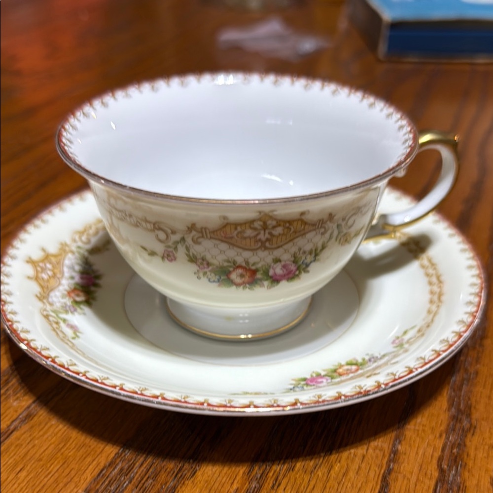 Elegant Meito ‘Lenore’ Floral Teacup and Saucer Set